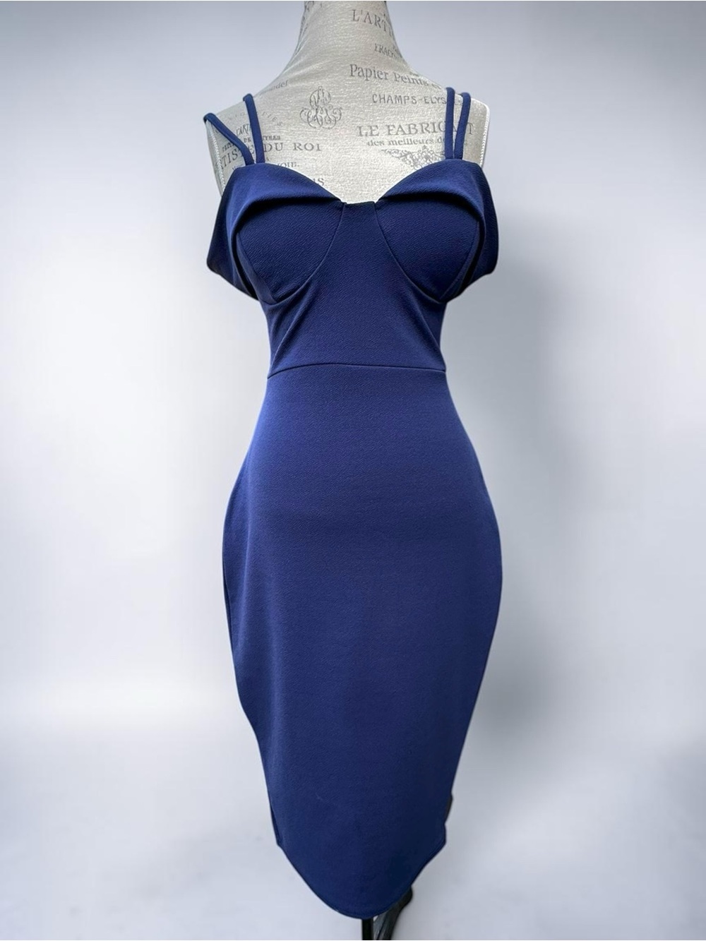 Boohoo Night Royal Blue Sweetheart Crepe Bodycon Midi Dress 10